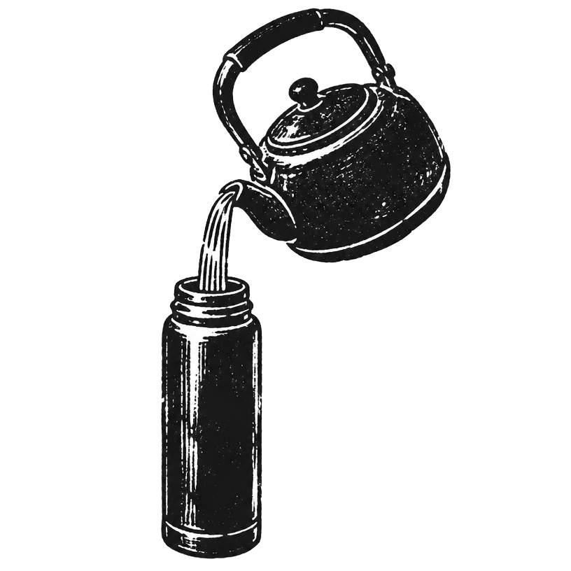 Add 150–300 mL hot water